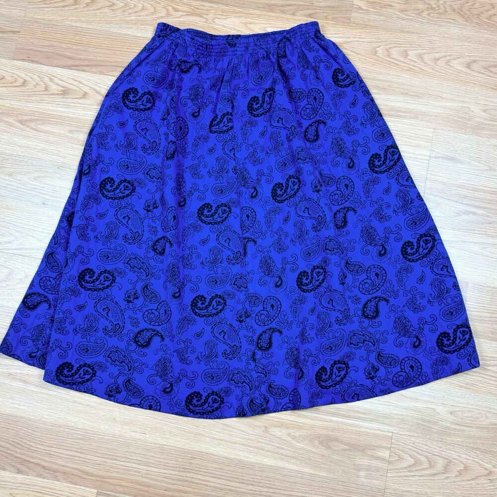 Vintage Alfred Dunner Skirt Blue Paisley Midi